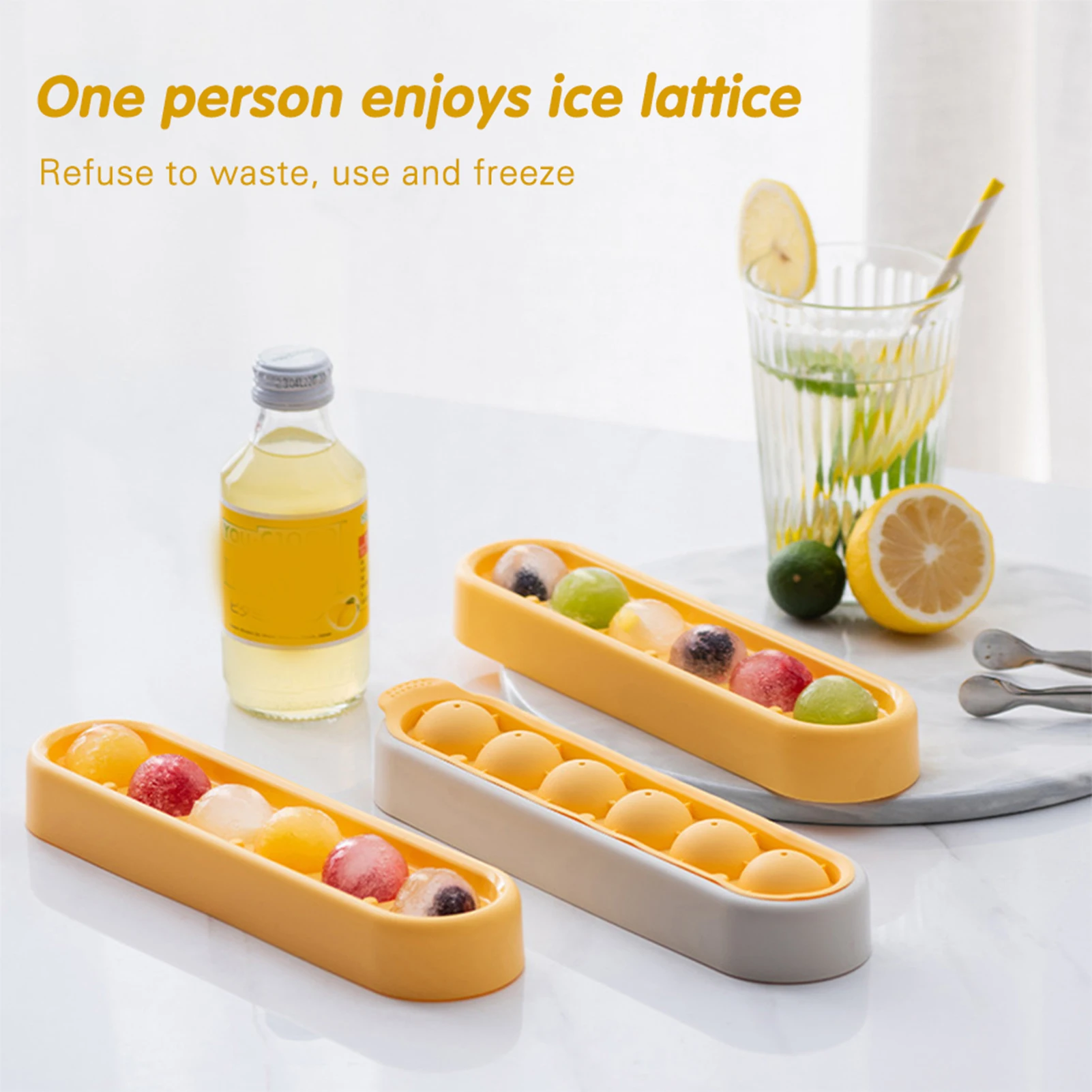 

6 Grids Ice Cube Tray With Lid Round Ice Ball Maker Mould Quick Demould Cocktail Whiskey Ice Mold Freezer Kithcen Tools
