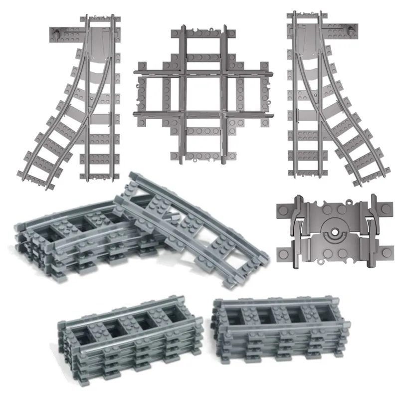 

City Creative Trains Flexible Tracks Forked Straight Curved Rails Switch Wholesale Building Block Bricks High-tech Toys for Kid