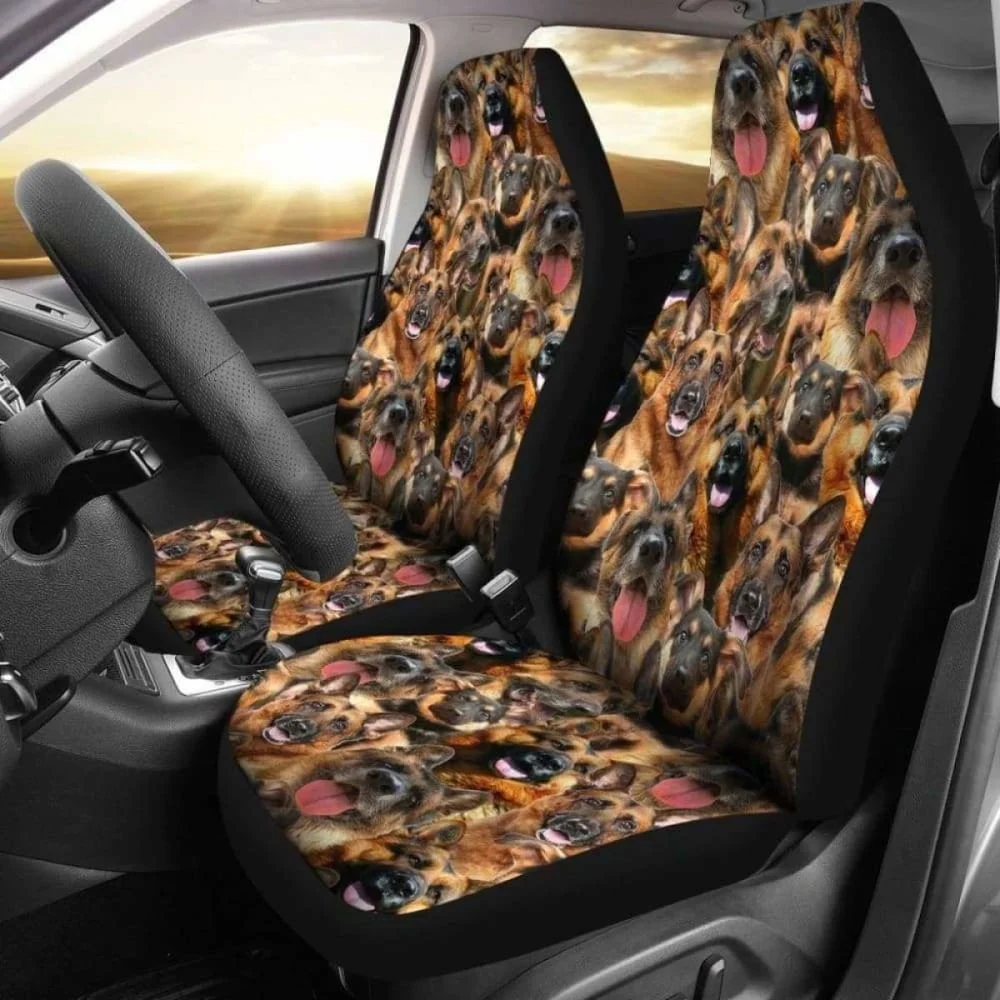 

German Shepherd Full Face Car Seat Covers 091706,Pack of 2 Universal Front Seat Protective Cover