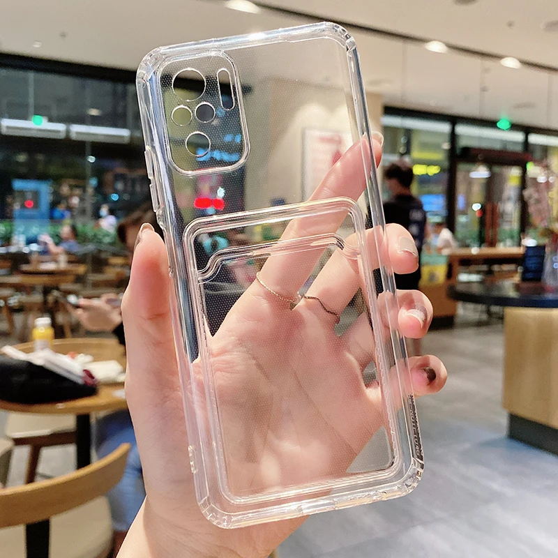 Card Slot Case For Redmi Note 11 Pro Case Redmi Note 10 Pro 9 8 10S  Poco X4 Pro F3 X3 Capa Redmi 10 9 9A Mi 11 Lite 11T Covers