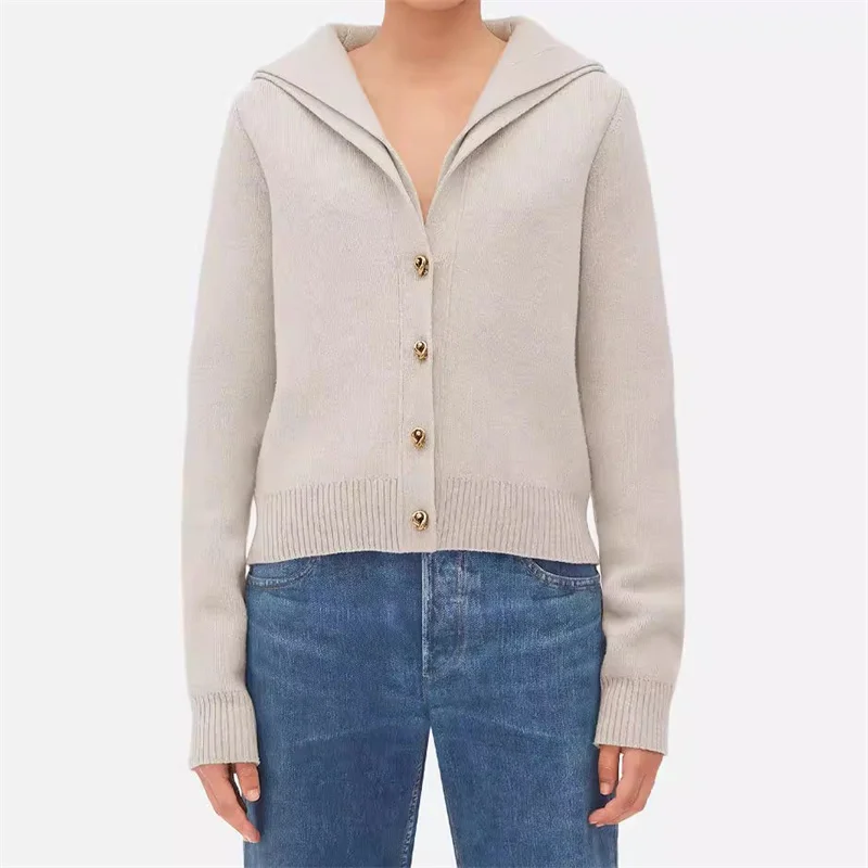 Кардиган для женщин 2024 осенний новый свитер однобортный тонкий женский топ с