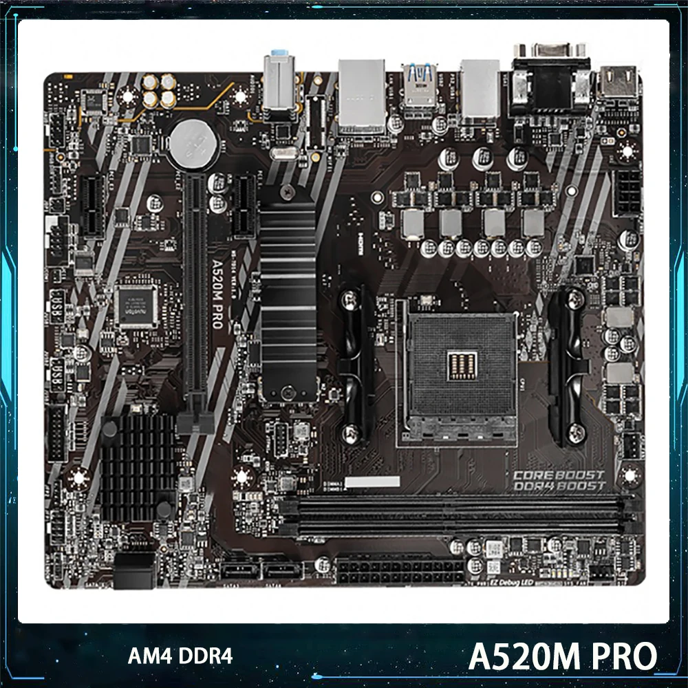 

100% рабочий для Msi A520M PRO Desktop системная плата AMD AM4 DDR4 64GB SATA3 M.2 PCI-E3.0 USB3.2 Gen1 Micro ATX оригинальное качество