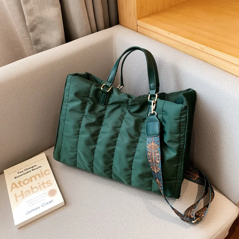 

Big Retro Luxury Designer Tote Bags Winter Warm Down Cotton Space Bag Handbags Women Shoulder Messenger Bags Shopper Bag Wallet