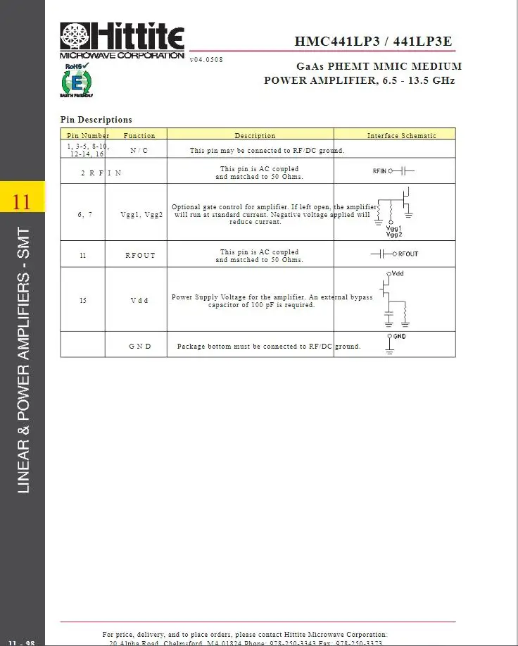 2-5 шт. HMC441LP3E HMC441LP3ETR HMC441LP3 HMC441 H441 QFN16 GaAs PHEMT MMIC средний усилитель мощности, 6,5-13,5 ГГц 100% новый оригинал (art.: 7af29934c) - 7af29934c