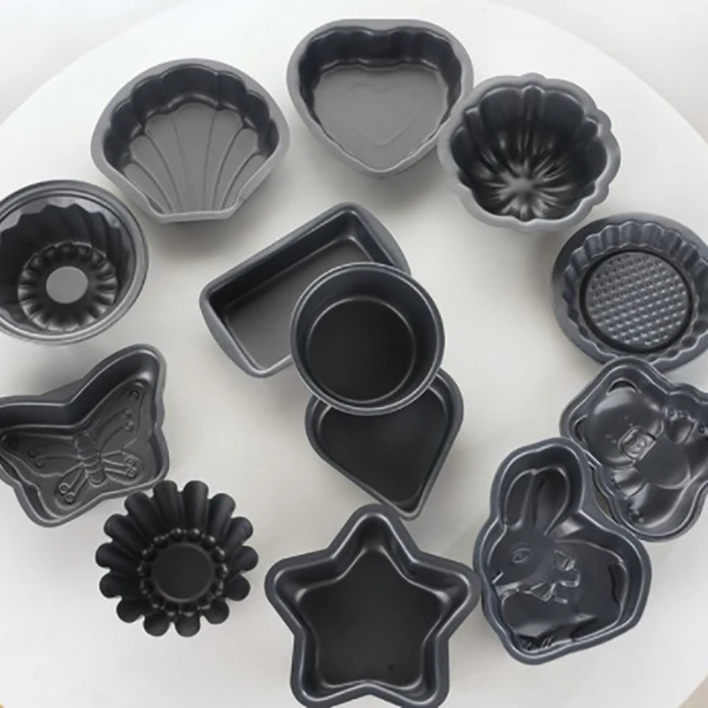 

Metal Tart Pan Pie Pizza Baking Tray Round/Heart/Rectangle Shape Non-stick Cake Mold For Oven Baking Tools Aluminum Molds