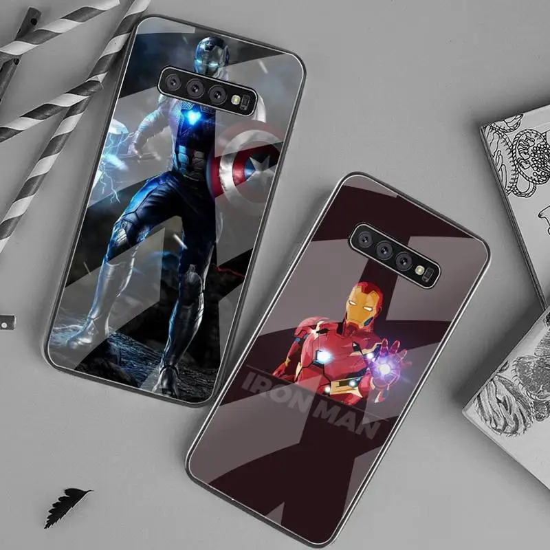 

Marvel Iron Man Phone Case Tempered Glass For Samsung S20 Ultra S7 S8 S9 S10 Note 8 9 10 Pro Plus Cover