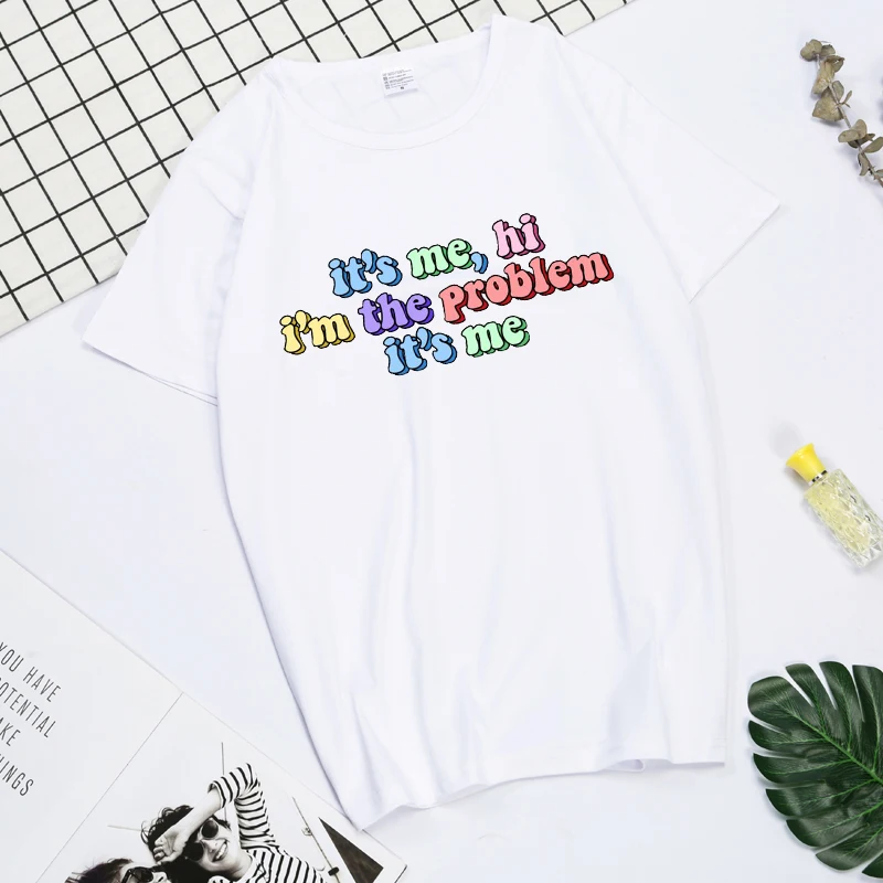 

Женская футболка с надписью «It's Me Hi I'm The проблема», футболка с защитой от героев, подарок для любителей музыки, женская футболка с коротким рукавом, Топ в стиле альбома