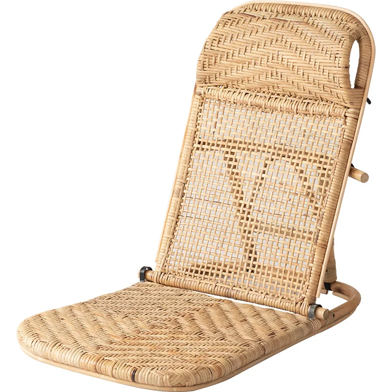 

Rattan Folding Portable Beach Wicker Cane Bamboo Lounger Floor Lawn Pool Chaise Sun Bed Foldable Camping Deck Chair