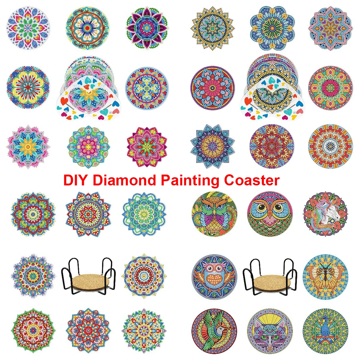 

Мандала «сделай сам», алмазная живопись, подставка, мультяшный коврик для чашки для напитков с держателем, домашний декор, нескользящая настольная салфетка, изоляционный коврик, подушка