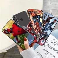 marvel trendy people phone case for samsung galaxy a01 a02 a10 a10s a20 a31 a22 4g 5g soft black back carcasa liquid silicon