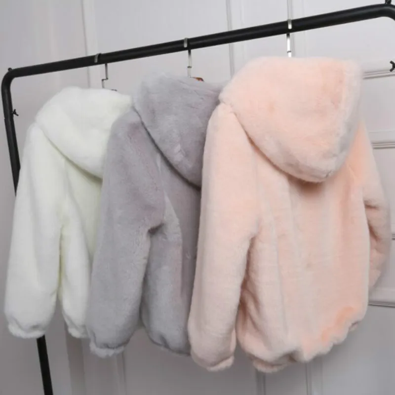 Winter Faux Mink Fur Coat Long Lantern Sleeved Women Fur Hooded Zipper Warm Fur Flocking Cardigan Tops Fluffy Jacket With Hat