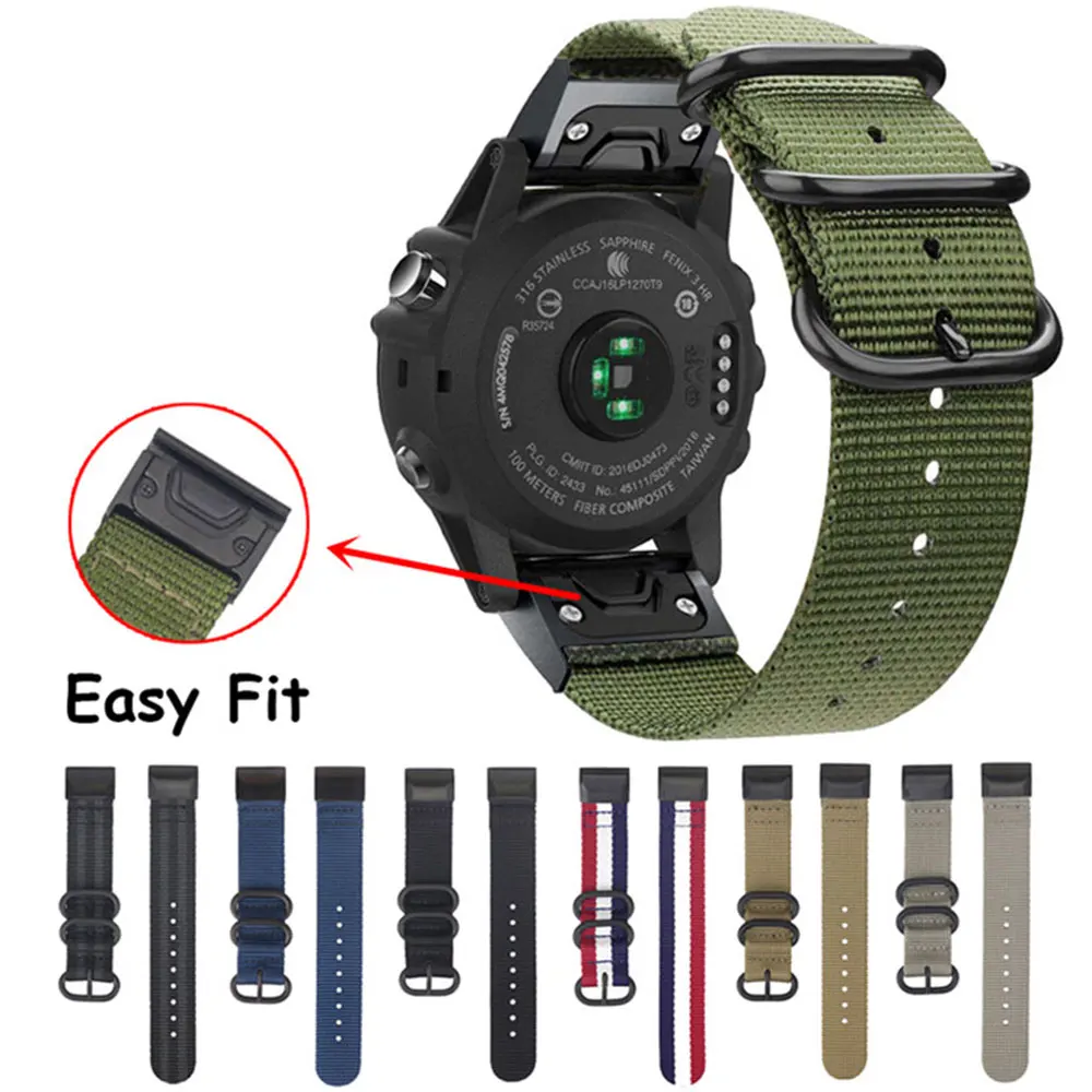 

22 26mm Nylon Watchband For Garmin Fenix 5 6 7 5X 6X 7X Plus 3HR Pro Forerunner 935 945 955 Wrist Strap SmartWatch Band Bracelet