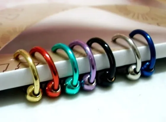13mm invisible ear clip bead spring no ear pierced Mixed color nose ring Unisex Hoop Fake Earring septum Punk Lip Piercing
