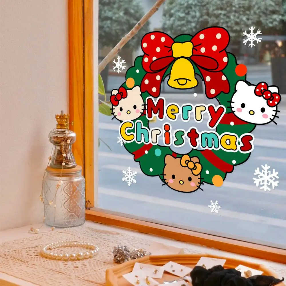 Sanrios Kawaii Hello Kitty Рождественские украшения наклейки аниме девчачье сердце Новый