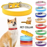 pet supplies dog collar safety buckle dog cat necklace adjustable for small and medium sized collars candy color pu neck ring