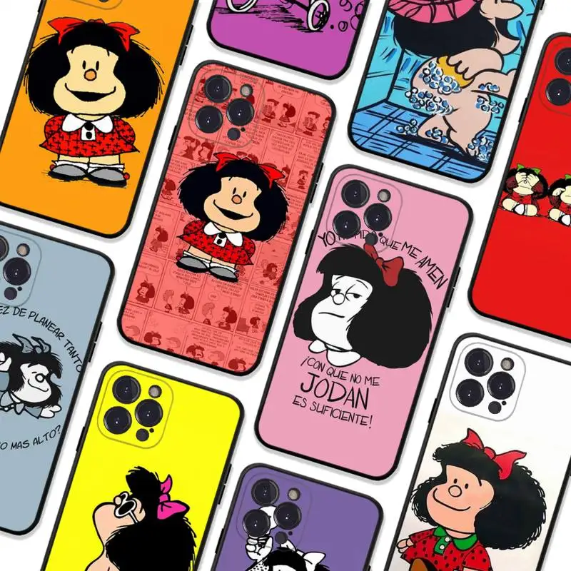

Hot Mafalda Phone Case For iPhone 8 7 6 6S Plus X SE 2020 XR XS 14 11 12 13 Mini Pro Max Mobile Case