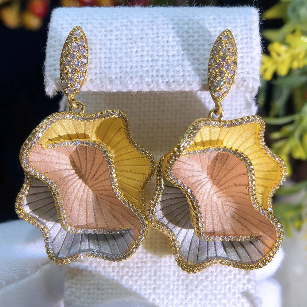

SisCathy Luxury Fashion Zirconia Flower Stud Earrings for Women Fashion Statement Drop Earring Jewelry pendientes mujer moda