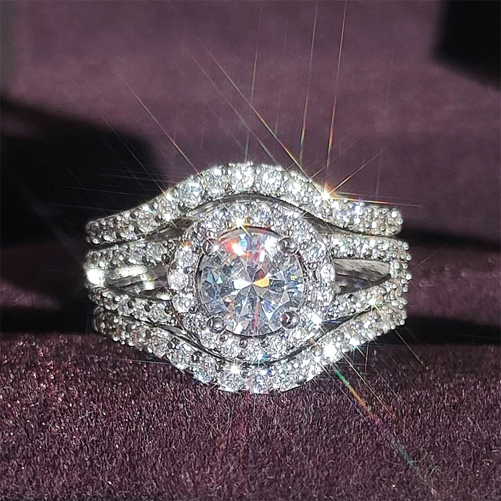 2pcs Pack Two Gift Real Silver Color Bride Jewelry Engagement Wedding Bridal for Brides Ring African Dubai Sets J6290 - купить по