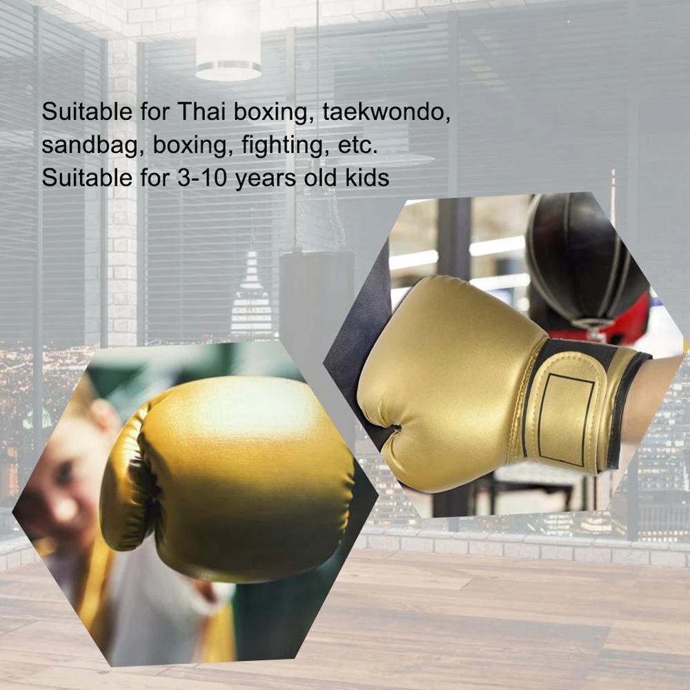 1 Pair Child Boxing Gloves PU Leather Kids Sandbag Punching Sparring Training Mitts Breathable Training Fighting Gloves