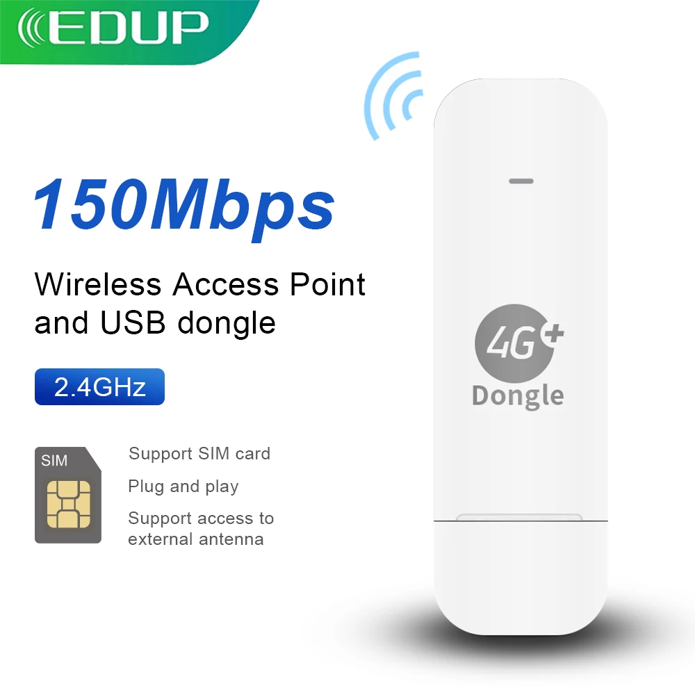 

EDUP 4G WiFi Router Mini Router 4G LTE Portable WiFi USB WiFi Dongle With Sim Card Slot Mobile Hotspot For Car Business Travel