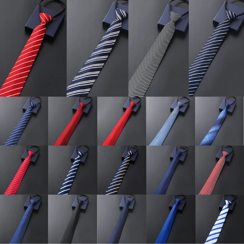

L5YA Teens Students Shirt Necktie Male Zipper Design Lazy Uniform Detachable Collars Removable Ties Costume Accessories