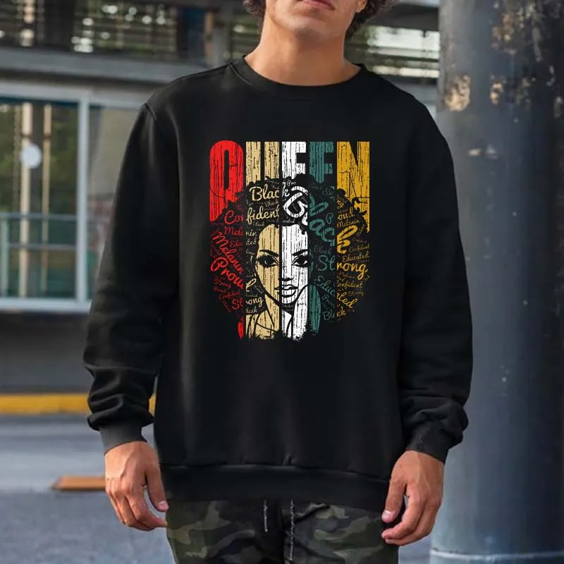 

Футболка с надписью «Strong Black Queen», хлопковый свитшот в африканском стиле, с круглым вырезом, с капюшоном, в стиле хип-хоп, уличная одежда для мужчин и женщин