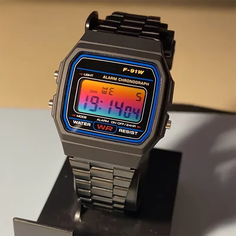 Фото Самоклеящиеся защитные пленки для экрана часов Casio Small Square F-91W/A158W/A159W, радужные наклейки, покрытие для дисплея, аксессуары №3