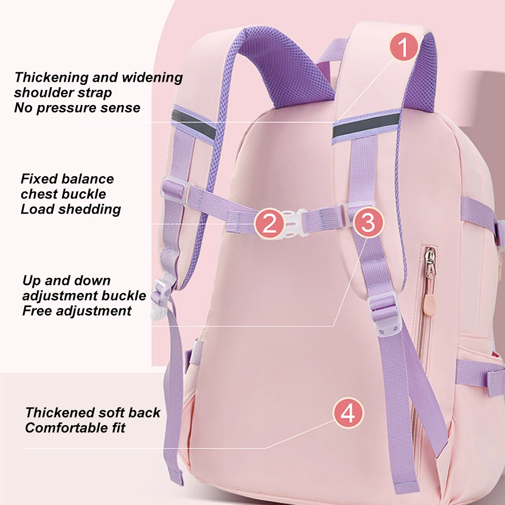 Large-capacity Cute Women Multi-Pocket Nylon Backpack Ins Junior High School Student School Bag Female Girl Backpack Laptop Book