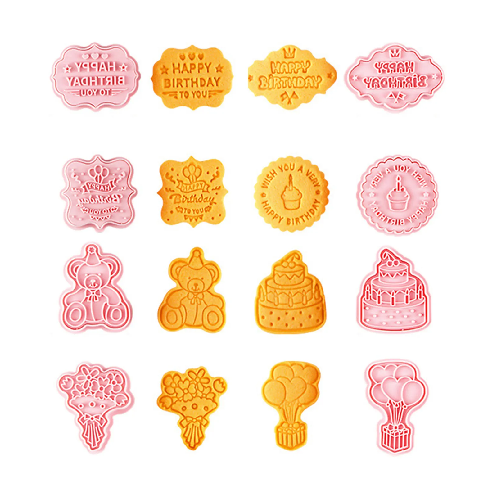 

8Pcs 3D Cartoon Cookie Cutter For Kid Cute Birthday Topic DIY Biscuit Mould Set Cake Chocolate Press Stamp Mold For Party