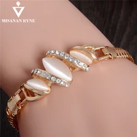 misananryne womens jewelry gold color cute austrian crystal amazing cats eye stone fashion bracelets