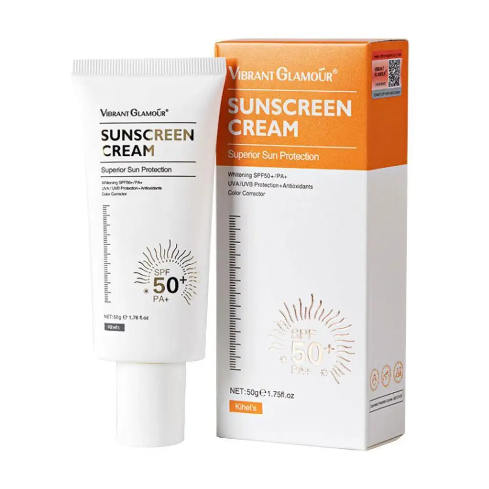 

50g Whitening Sunscreen Cream SPF50+ Moisturizing Brightening Refreshing Waterproof UV Protector Concealer Isolation Sunblock