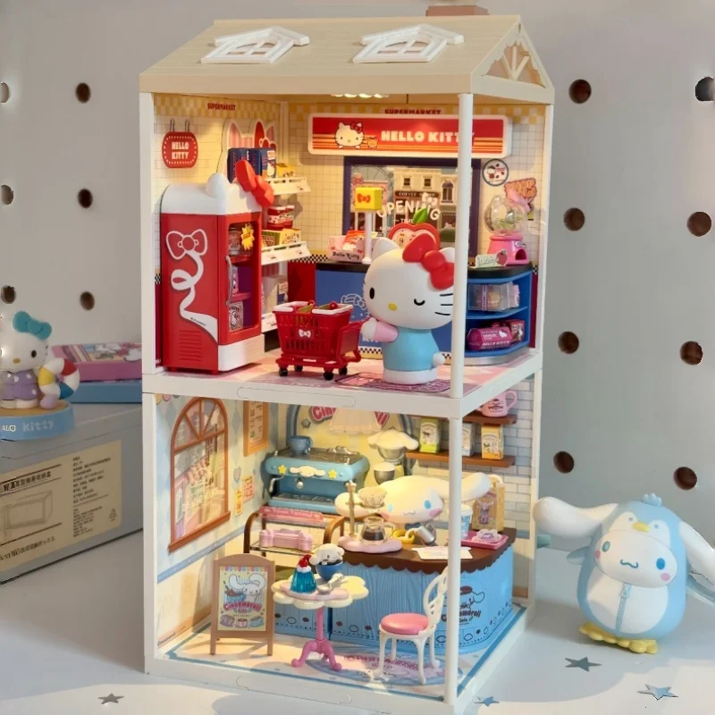 Фото Конструктор Rolife Sanrio Super World: Сборные модели Куроми, Май Мелоди, Синаморолл, Хелло Китти – Настольное украшение, подарок №5