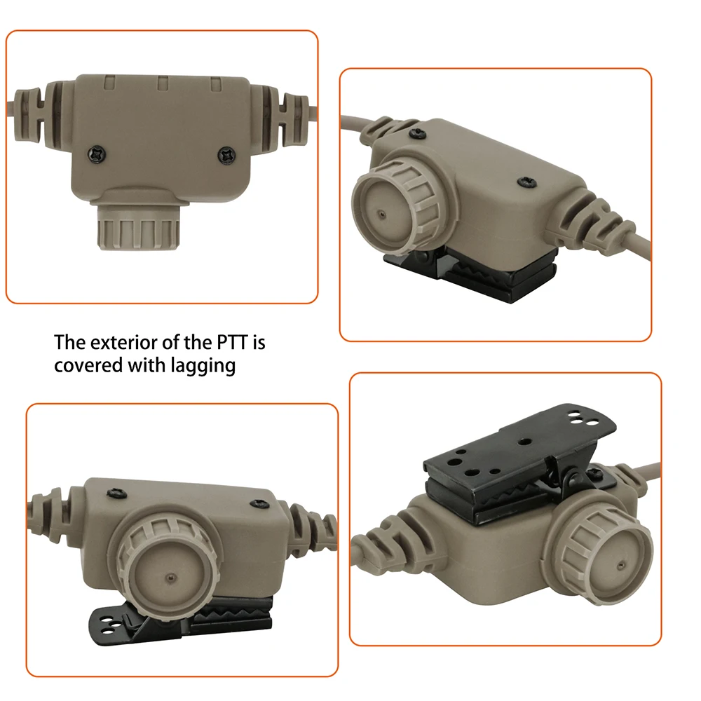 Tactical Military U94 PTT RAC PTT Midland Tactical Headset Adapter for Original PELTOR MAS COMTAC Hunting Headphone Airsoft Nato