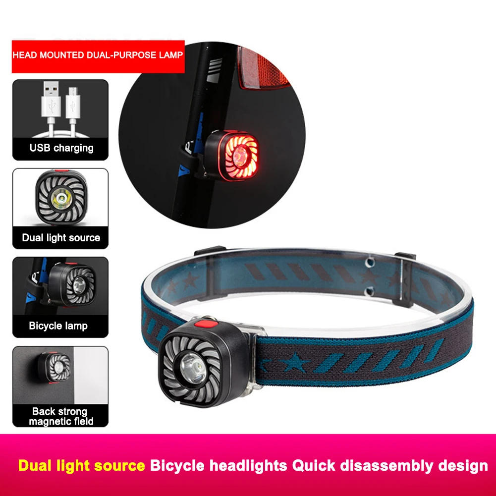 

Dual-Use Bicycle Headwear Headlight Type-C Rechargeable Multifunctional Bike Light Outdoor Night Cycling Hiking Fishing Headlamp