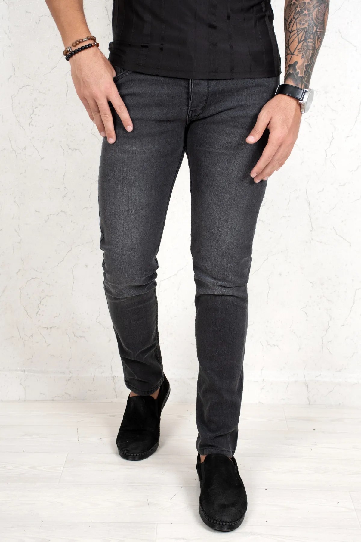 DeepSEA enzyme painting pipe leg men jeans 1901993