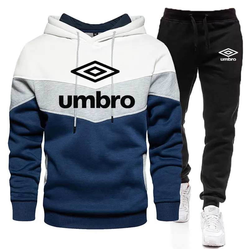 

Autumn Winter Fashion Tracksuit Tricolor Hoodies and Black Sweatpants High Quality Male Daily Casual Sports Hooded Jogging Suit
