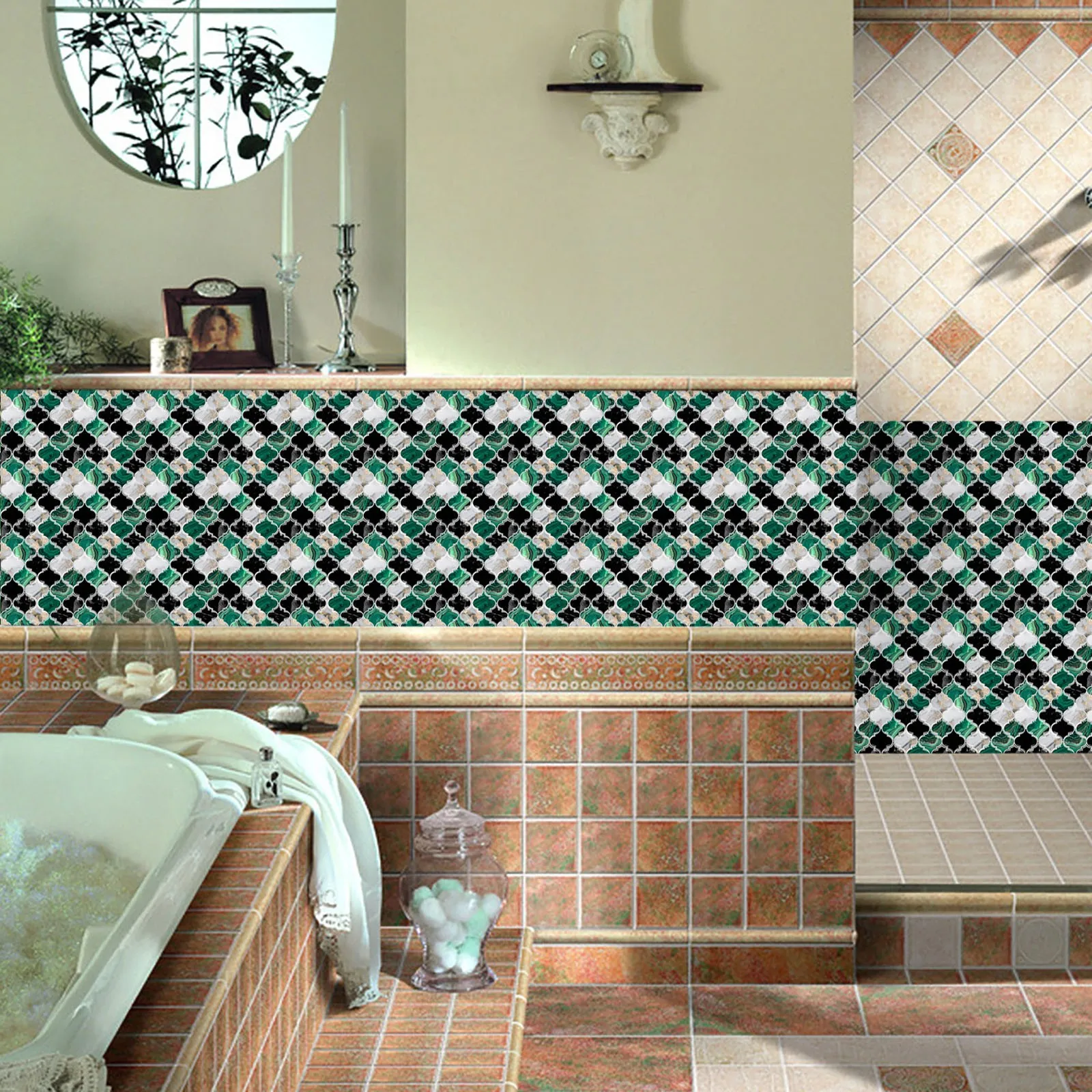 

Графическая прозрачная пленка, наклейка для плитки, имитация маленьких окон, фотография стены, розовый домашний декор, Настенная Наклейка д...