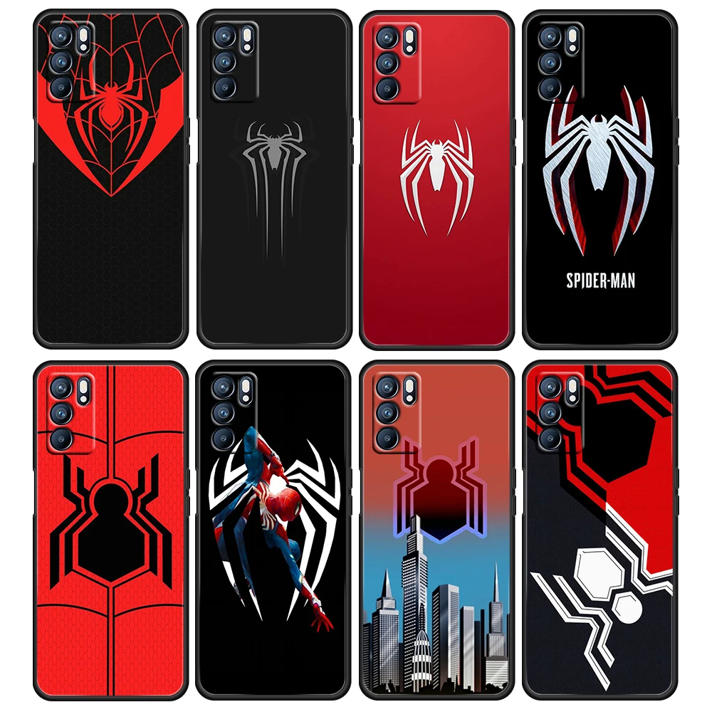 

Marvel Spider-Man Avengers For OPPO Reno 6 5 4 3 2 2Z 2F Z 4F 4SE 4Z 4G 5G Pro Plus Lite Soft TPU Silicone Black Phone Case