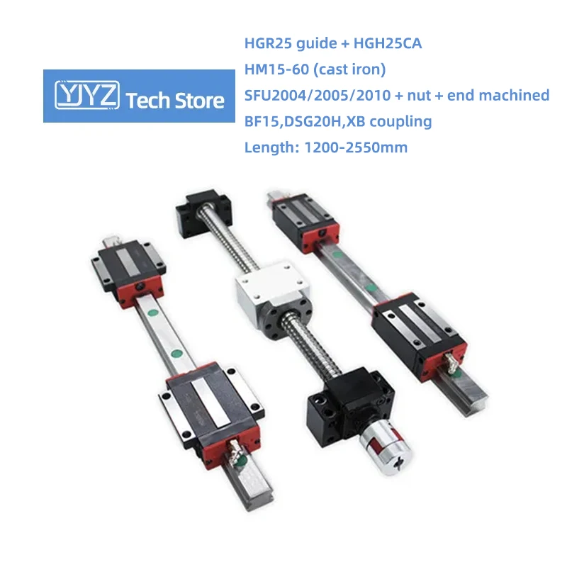 

HGR25 рельсы HGH25CA слайдер SFU2004/2005/2010 шариковый винт с гайкой длиной 1200-2550 мм стандартная (чугунная) BF15 DSG20H муфта