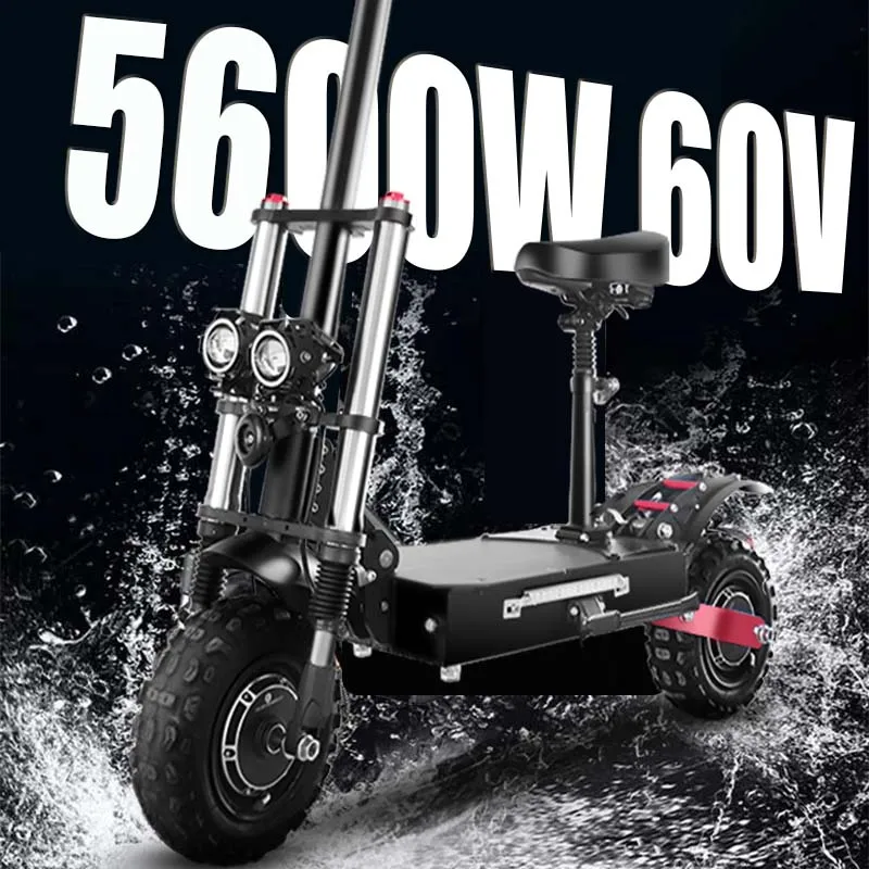 Patinete eléctrico plegable para adultos, Scooter potente de 5600W y 60V, velocidad máxima de 80 km/h, rueda grande de 11 pulgadas