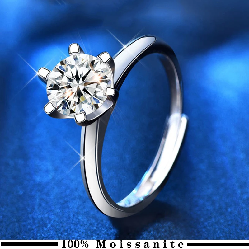 

1CT 2CT High Quality Cut D Color High Clarity Moissanite Diamond Birthday Party Ring For Women Luxury 18K Gold Jewelry Gift