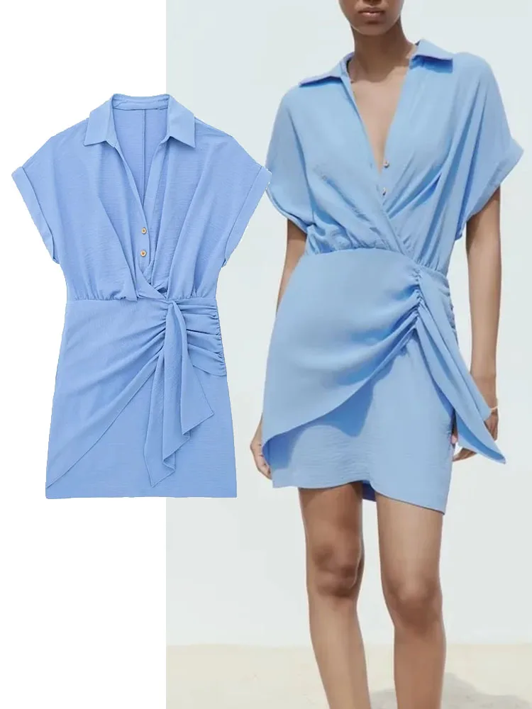 

TRAF 2023 Summer Women Dress Elegant Chic Dresses Fashion Female Clothes High Street Ladies Summer Dress