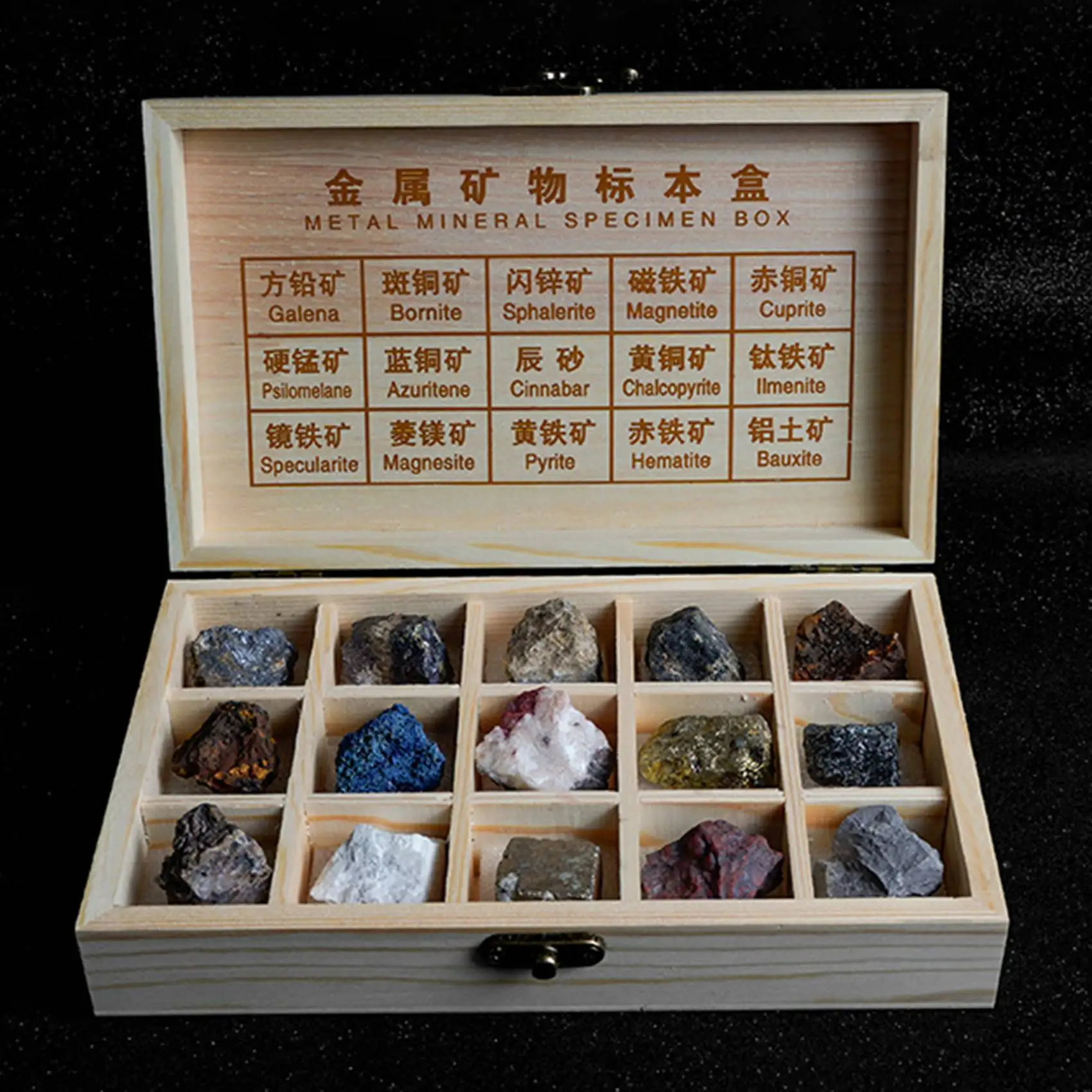 

15 Kinds Rock & Mineral Kit,Metal Ore Specimen for Geology Classrooms Field Testing , Science Teaching Collect Gift