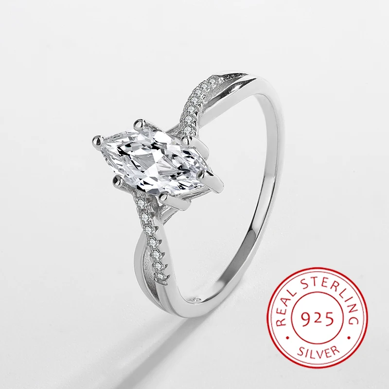 Классическое Аутентичное обручальное кольцо из серебра пробы для женщин с