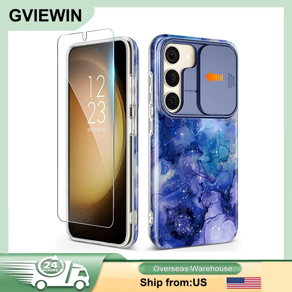 

GVIEWIN For Samsung Galaxy S23 6.1inch Phone Case With Screen Camera Lens Protection Film Shockproof Flower Pattern Case