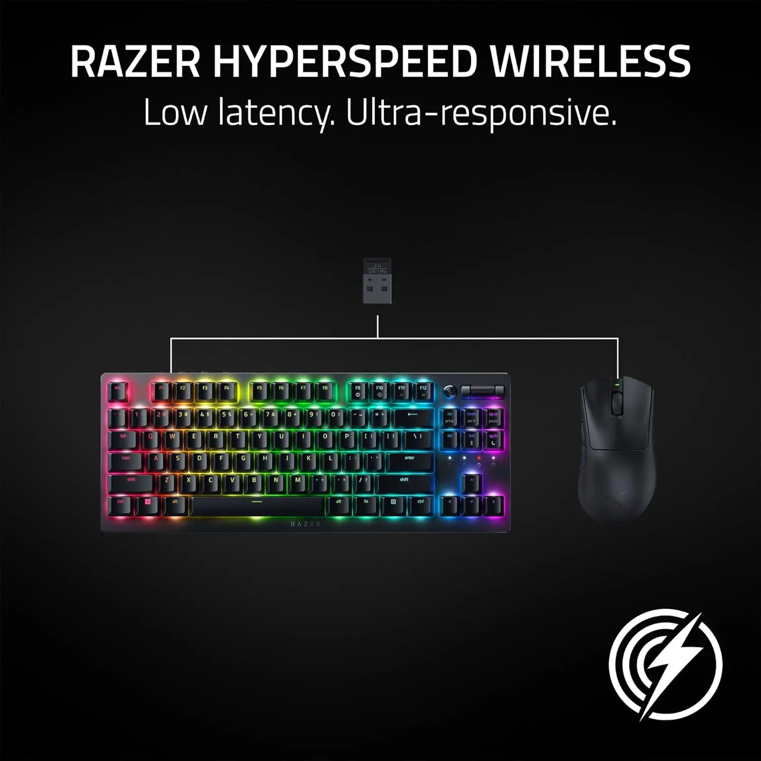 Фото Беспроводная игровая мышь DeathAdder V3 HyperSpeed, легкая (55 г), программируемая мышь Razer, мышь с длительным сроком службы №5
