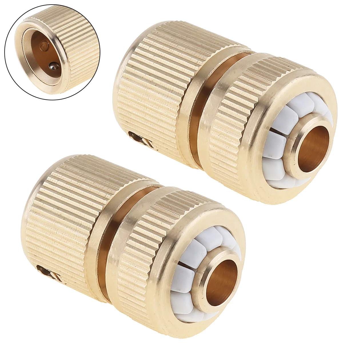 

Brass Tap Connector 2pcs Copper Threaded Water Pipe Connector with Tube Tap Snap Adaptor Four Interface for Water Pipes