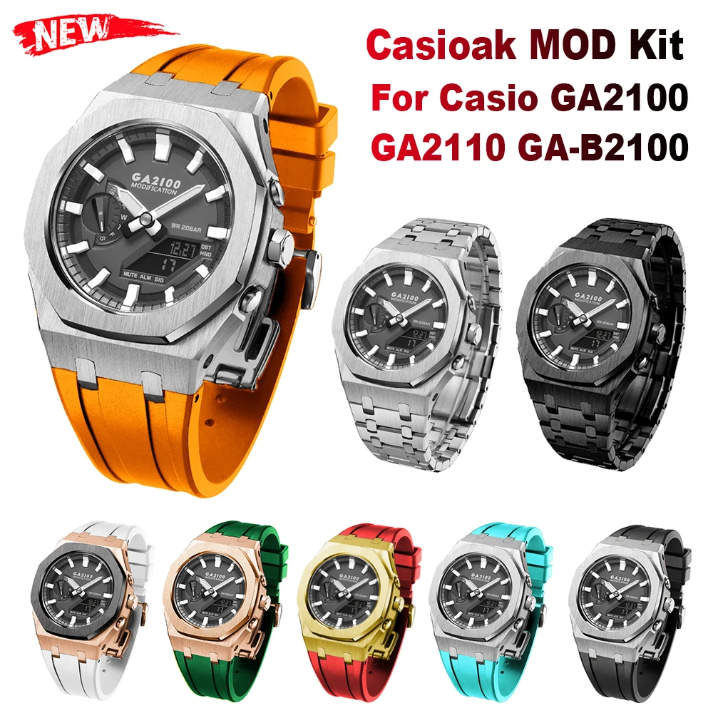

Gen5 GA2100 Casioak Modification Kit Metal Case Bezel Frame For Casio G Shock GA2110 GA-B2100 Stainless Steel Cove Rubber Strap