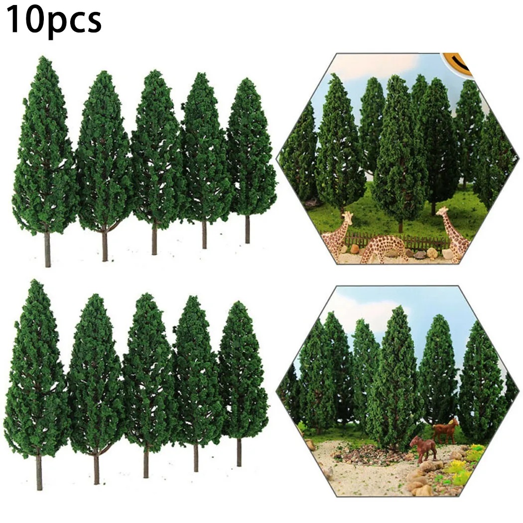 

10pcs Model Pine Trees Green For Scale Railway Layout 11cm SL-16059 Dark Green Sand Table Model Tree Scenery DIY For Home Decor