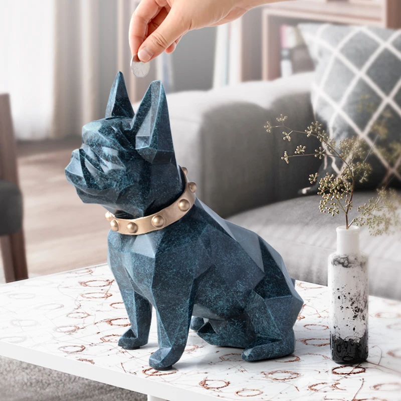 

3D bulldog coin bank box piggy bank figurine home decorations coin storage box holder toy child gift money box dog for kids